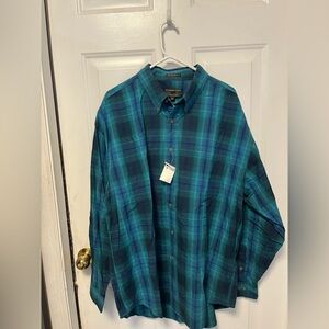Vintage Alexander Julian Teal and Navy Plaid Shirt new with tags!!